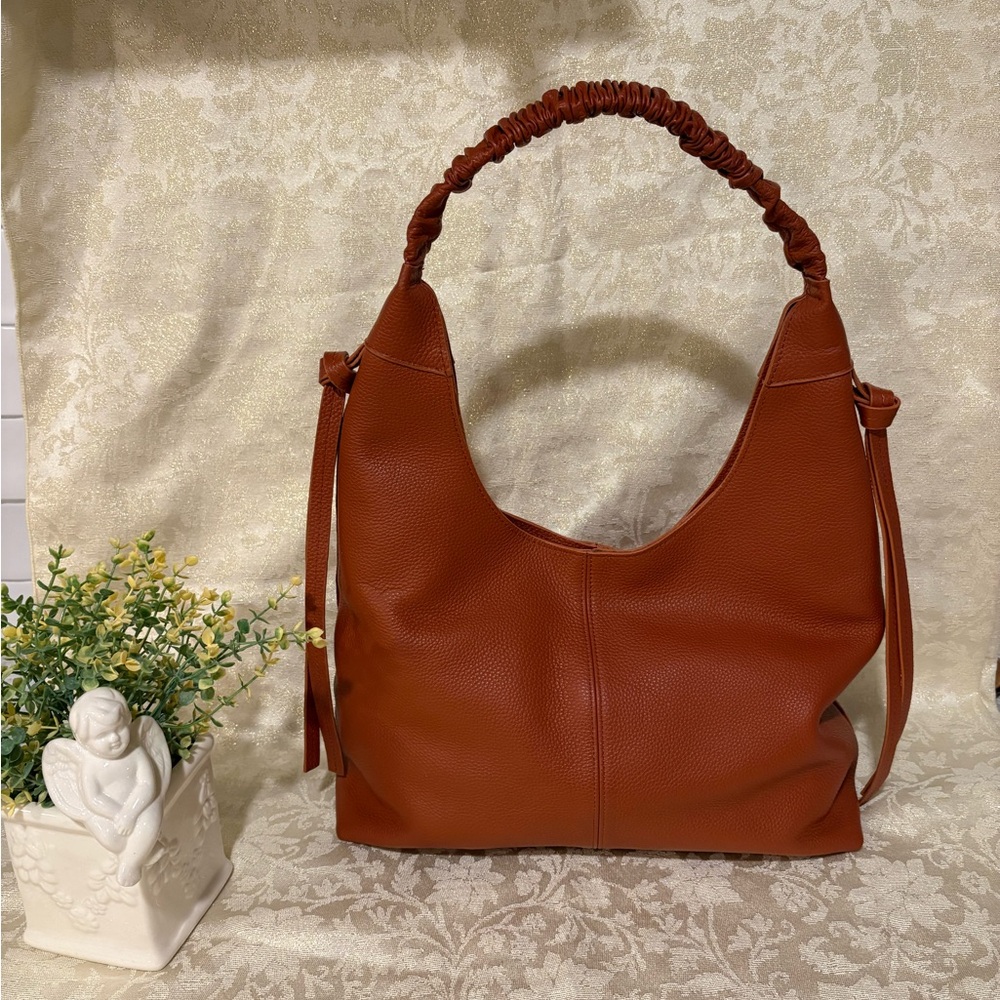 Laggo Bella Hobo Shoulder Bag Genuine Pebbled Leather